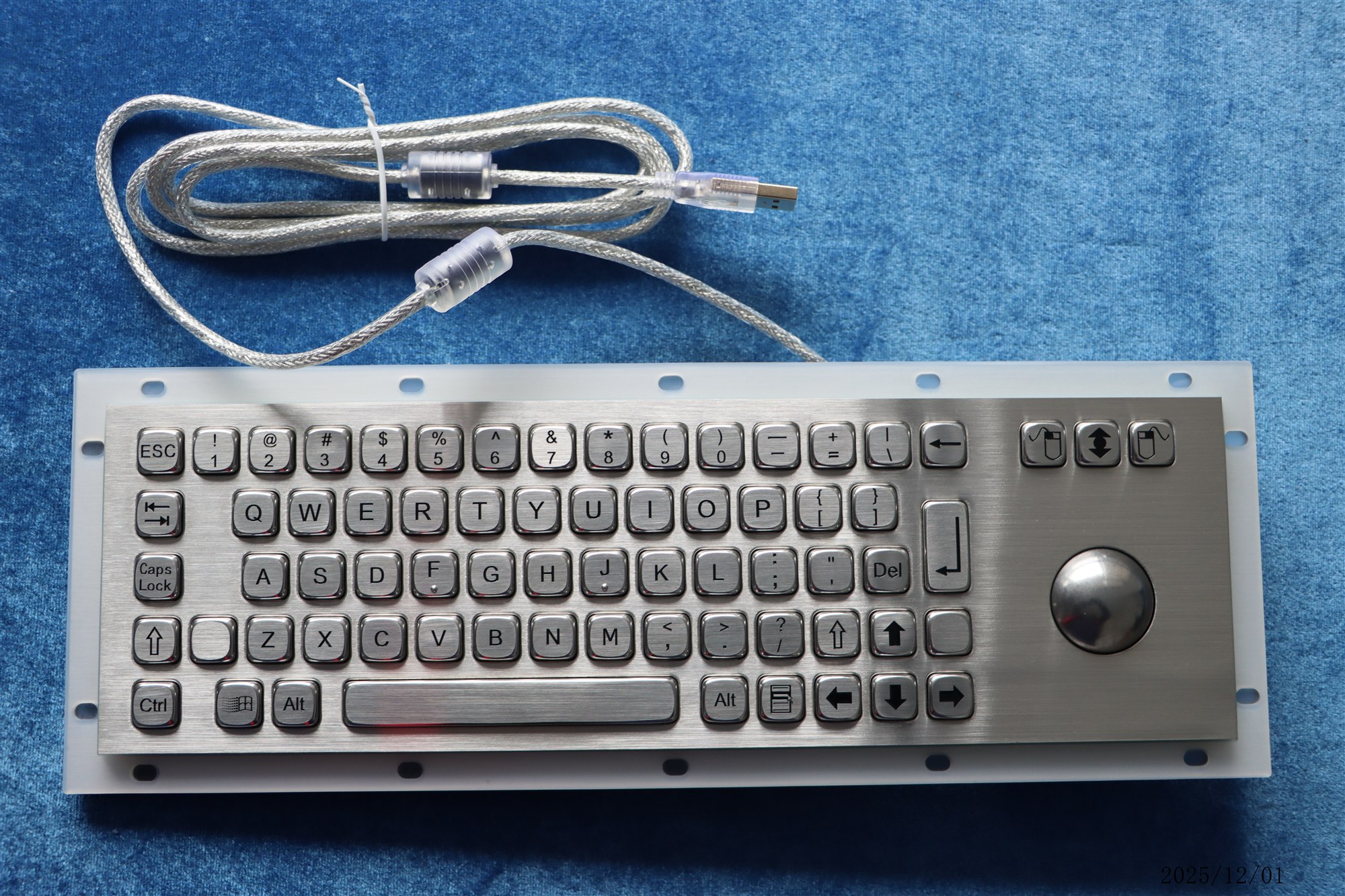 Newdesy K-TEK-A343-MTB-DWP stainless steel industrial keyboard with integrated trackball